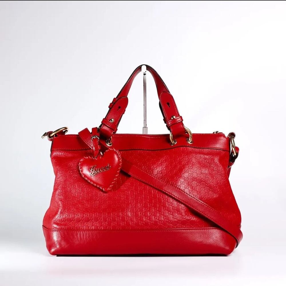 Gucci Micro Guccissima Tote/Shoulder Bag Red Valentine